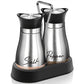 🐧🧂 Set Saliera e Pepiera Design Pinguino – Acciaio Inox 304 + Vetro, 15,5×16cm, Coperchio Dosatore di Precisione, Caddy Incluso – 8 Colori 🧂✨