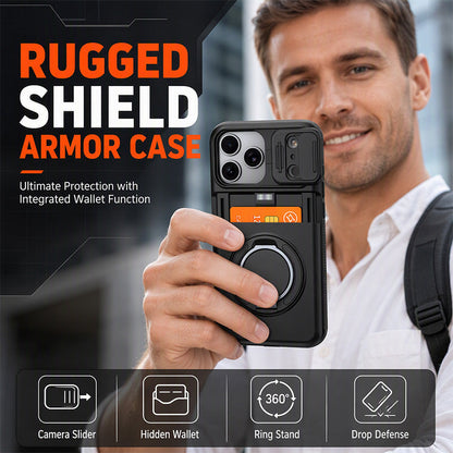 Cover Antiurto per iPhone con Porta Carte – Protezione Rinforzata, Copertura Fotocamera Scorrevole