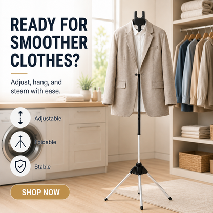 👔SCONTO 50% ORA! Supporto Regolabile per Vaporizzatore di Abiti, Treppiede Pieghevole Porta Vestiti, Supporto Stabile ad Altezza Regolabile per Stiratura a Vapore e Cura dei Capi