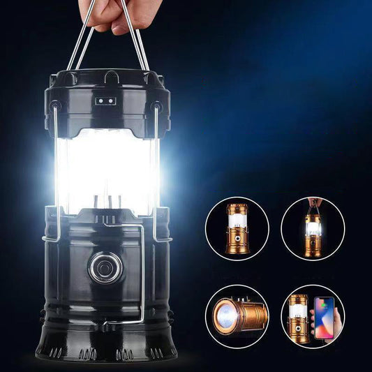 Lampada da campeggio a energia solare con braccio retrattile