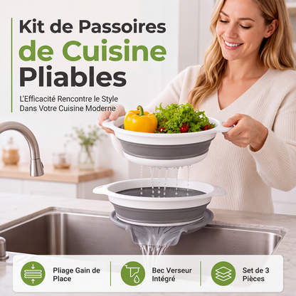 🔥 OFFERTA LIMITATA: -50%! 🥗 Colapasta Pieghevole Multifunzione – Scolatore con Base di Drenaggio, Compatto e Pratico per la Cucina ✨