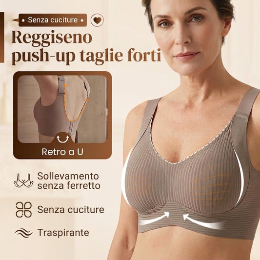 🎁OFFERTA ECCEZIONALE 2026💕Reggiseno senza cuciture con sottili righe e sostegno a W – Comodità e stile!