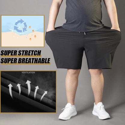 Pantaloncini elasticizzati in seta ghiaccio taglie forti da uomo