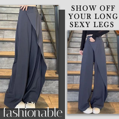 Pantaloni a gamba larga a tutta lunghezza con patchwork irregolare alla moda da donna